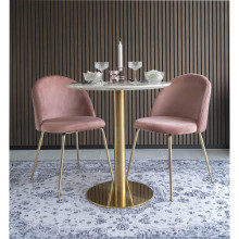 Stół okrągły na jednej nodze Bolzano 70cm imitacja marmuru / złoty House Nordic