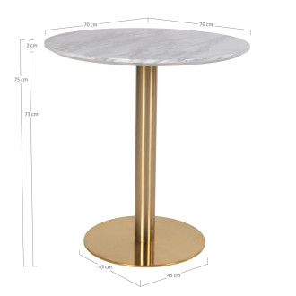 Stół okrągły na jednej nodze Bolzano 70cm imitacja marmuru / złoty House Nordic