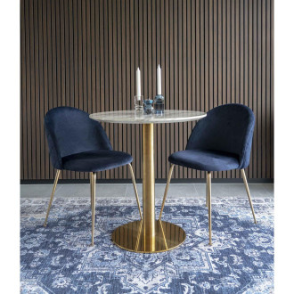 Stół okrągły na jednej nodze Bolzano 70cm imitacja marmuru / złoty House Nordic