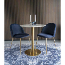 Stół okrągły na jednej nodze Bolzano 70cm imitacja marmuru / złoty House Nordic