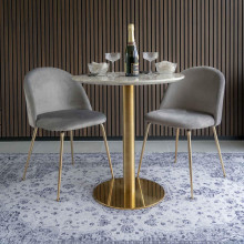 Stół okrągły na jednej nodze Bolzano 70cm imitacja marmuru / złoty House Nordic