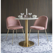 Stół okrągły na jednej nodze Bolzano 70cm imitacja marmuru / złoty House Nordic