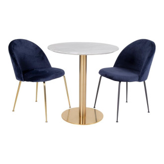 Stół okrągły na jednej nodze Bolzano 70cm imitacja marmuru / złoty House Nordic