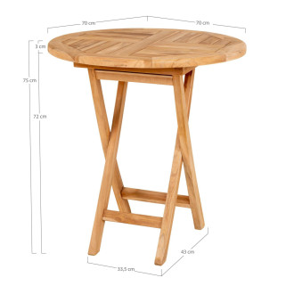 Stół okrągły z drewna tekowego - składany Toledo 70cm House Nordic