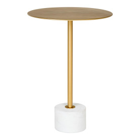 Mosiężny stolik pomocniczy okrągły na marmurowej podstawie Lecco 41cm House Nordic 2