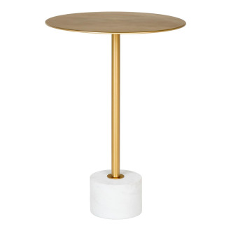 Mosiężny stolik pomocniczy okrągły na marmurowej podstawie Lecco 41cm House Nordic