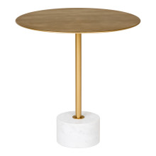 Mosiężny stolik pomocniczy okrągły na marmurowej podstawie Lecco 51cm House Nordic