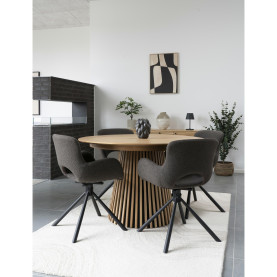 Krzesło tapicerowane obrotowe Amorim boucle brąz / czarny House Nordic 2