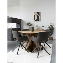 Krzesło tapicerowane obrotowe Amorim boucle brąz / czarny House Nordic