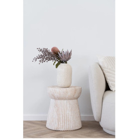 Stolik pomocniczy z ryflowaną podstawą Bonn 37cm imitacja kamienia House Nordic