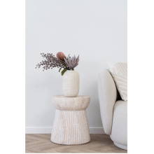 Stolik pomocniczy z ryflowaną podstawą Bonn 37cm imitacja kamienia House Nordic