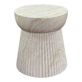 Stolik pomocniczy z ryflowaną podstawą Bonn 37cm imitacja kamienia House Nordic 2