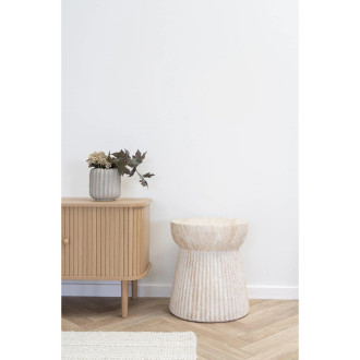 Stolik pomocniczy z ryflowaną podstawą Bonn 37cm imitacja kamienia House Nordic