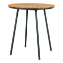 Stół okrągły ogrodowy z drewnianym blatem Cleveland 70cm drewno tekowe / czarny House Nordic
