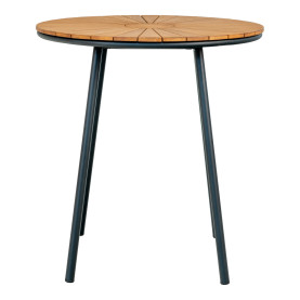 Stół okrągły ogrodowy z drewnianym blatem Cleveland 70cm drewno tekowe / czarny House Nordic 2
