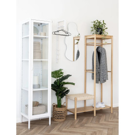 Wieszak stojący bambusowy z plecionym siedziskiem Ember House Nordic 2