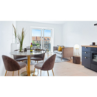 Szare krzesło welurowe ze złotymi nogami Geneve House Nordic