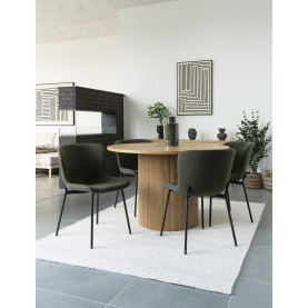 Krzesło tapicerowane tkanina boucle Macedaciemny zielony / czarny House Nordic 2
