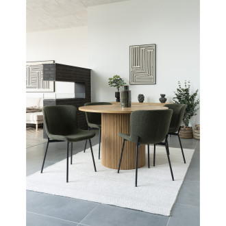 Krzesło tapicerowane tkanina boucle Macedaciemny zielony / czarny House Nordic