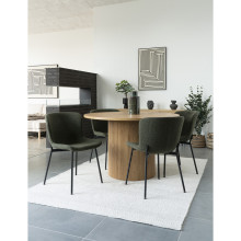 Krzesło tapicerowane tkanina boucle Macedaciemny zielony / czarny House Nordic