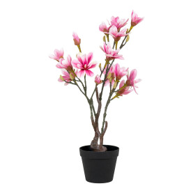 Sztuczna roślina różowa Magnolia 74cm House Nordic