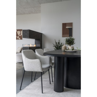 Krzesło fotelowe tkanina boucle Melilla biały / czarny House Nordic