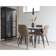 Krzesło zamszowe pikowane Middelfart jasny brąz / czarny House Nordic