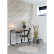 Krzesło zamszowe pikowane Middelfart jasny brąz / czarny House Nordic
