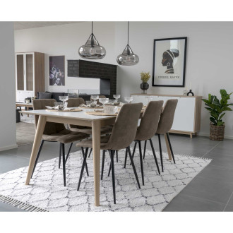 Krzesło zamszowe pikowane Middelfart jasny brąz / czarny House Nordic