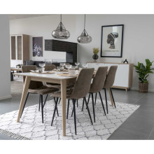 Krzesło zamszowe pikowane Middelfart jasny brąz / czarny House Nordic