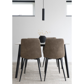 Krzesło zamszowe pikowane Middelfart ciemny brąz / czarny House Nordic 2
