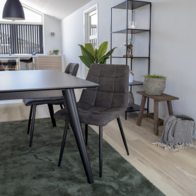 Krzesło zamszowe pikowane Middelfart ciemny szary / czarny House Nordic 2