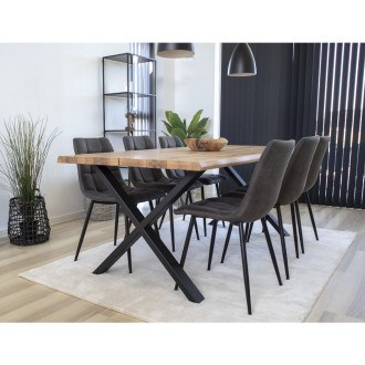 Krzesło zamszowe pikowane Middelfart ciemny szary / czarny House Nordic