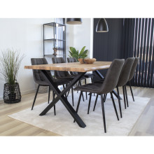 Krzesło zamszowe pikowane Middelfart ciemny szary / czarny House Nordic