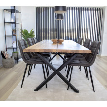 Krzesło zamszowe pikowane Middelfart ciemny szary / czarny House Nordic