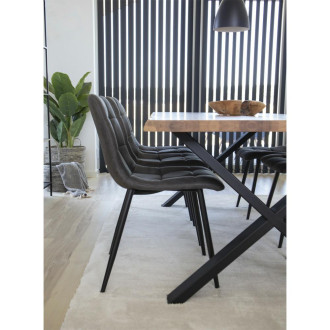 Krzesło zamszowe pikowane Middelfart ciemny szary / czarny House Nordic