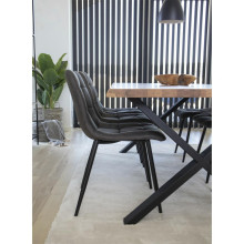 Krzesło zamszowe pikowane Middelfart ciemny szary / czarny House Nordic