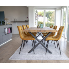 Krzesło welurowe pikowane Middelfart żółty / czarny House Nordic