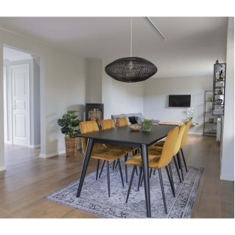 Krzesło welurowe pikowane Middelfart żółty / czarny House Nordic