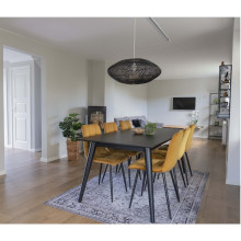 Krzesło welurowe pikowane Middelfart żółty / czarny House Nordic