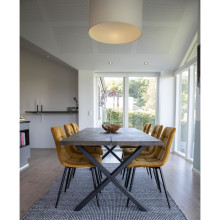 Krzesło welurowe pikowane Middelfart żółty / czarny House Nordic