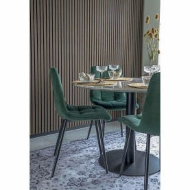 Krzesło welurowe pikowane Middelfart ciemny zielony / czarny House Nordic