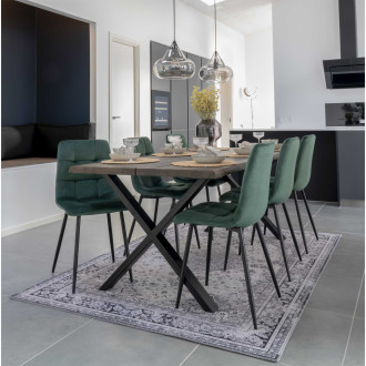 Krzesło welurowe pikowane Middelfart ciemny zielony / czarny House Nordic