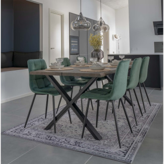 Krzesło welurowe pikowane Middelfart ciemny zielony / czarny House Nordic