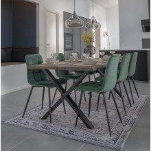 Krzesło welurowe pikowane Middelfart ciemny zielony / czarny House Nordic