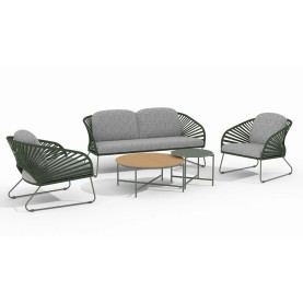 Zestaw mebli tarasowych sofa + 2 fotele + stolik Novella zielony House Nordic