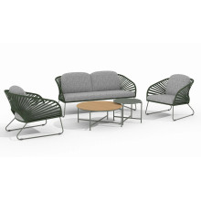 Zestaw mebli tarasowych sofa + 2 fotele + stolik Novella zielony House Nordic