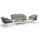 Zestaw mebli tarasowych sofa + 2 fotele + stolik Novella zielony House Nordic