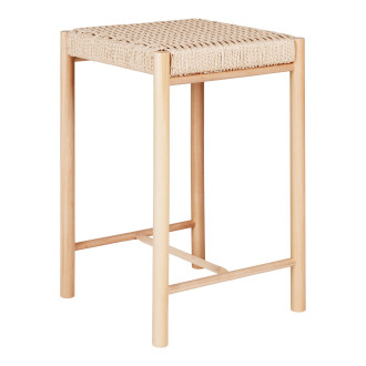 Stołek barowy drewniany z plecionym siedziskiem Abano 66,5cm House Nordic