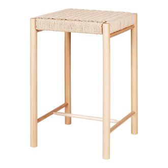 Stołek barowy drewniany z plecionym siedziskiem Abano 66,5cm House Nordic